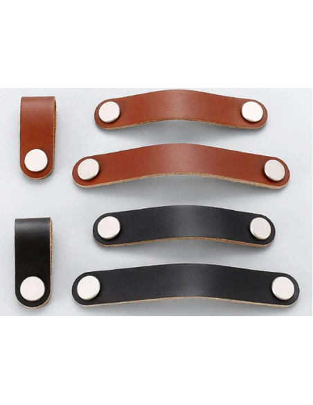 Poignée 96mm aluminium et cuir