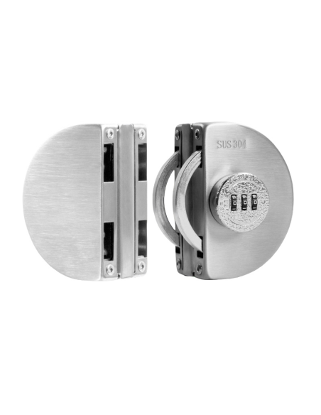 Serrure inox élégante porte coulissante verre