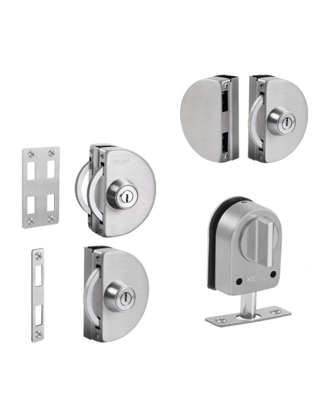 Serrure antivol inox pour porte verre